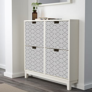 Walnut & Gray Modern Shoe Cabinet with 5 Shelves 2 Drawers 2 Doors Entryway  Shoe Storage