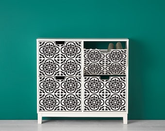 Moroccan damask pattern decals for IKEA STÄLL shoe cabinet decal stickers dresser hack overlays/ removable vinyl decals