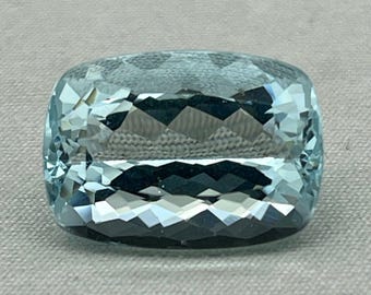Natural Aquamarine, 13.5 Carat Cushion Cut Loose Gemstone.