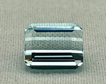 Natural Aquamarine, 3.1 Carat Emerald Cut Faceted Gemstone.