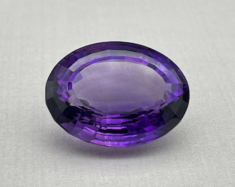 Natural Deep Color Amethyst. 86.06 Carat, Oval Cut Earth Mined Faceted Gemstone.