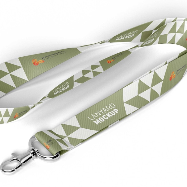 Layered PSD file Dye sublimation neck lanyard mockup | Easy template to add your own color, image, text & background- all fully customizable