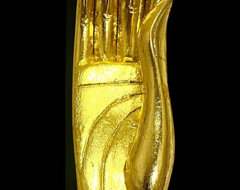 Thai Buddha Blessing Hand, Holzschnitzerei Skulptur, ZEN Ecke, perfektes Geschenk, Home Decor_ Gold_Large