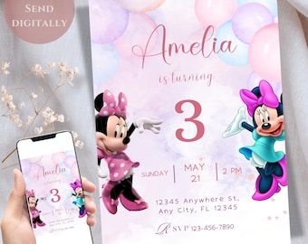 Minnie Birthday Digital Invitation | instant download! | Party Invite | Minnie Invite | Editable in Corjl | Birthday Template