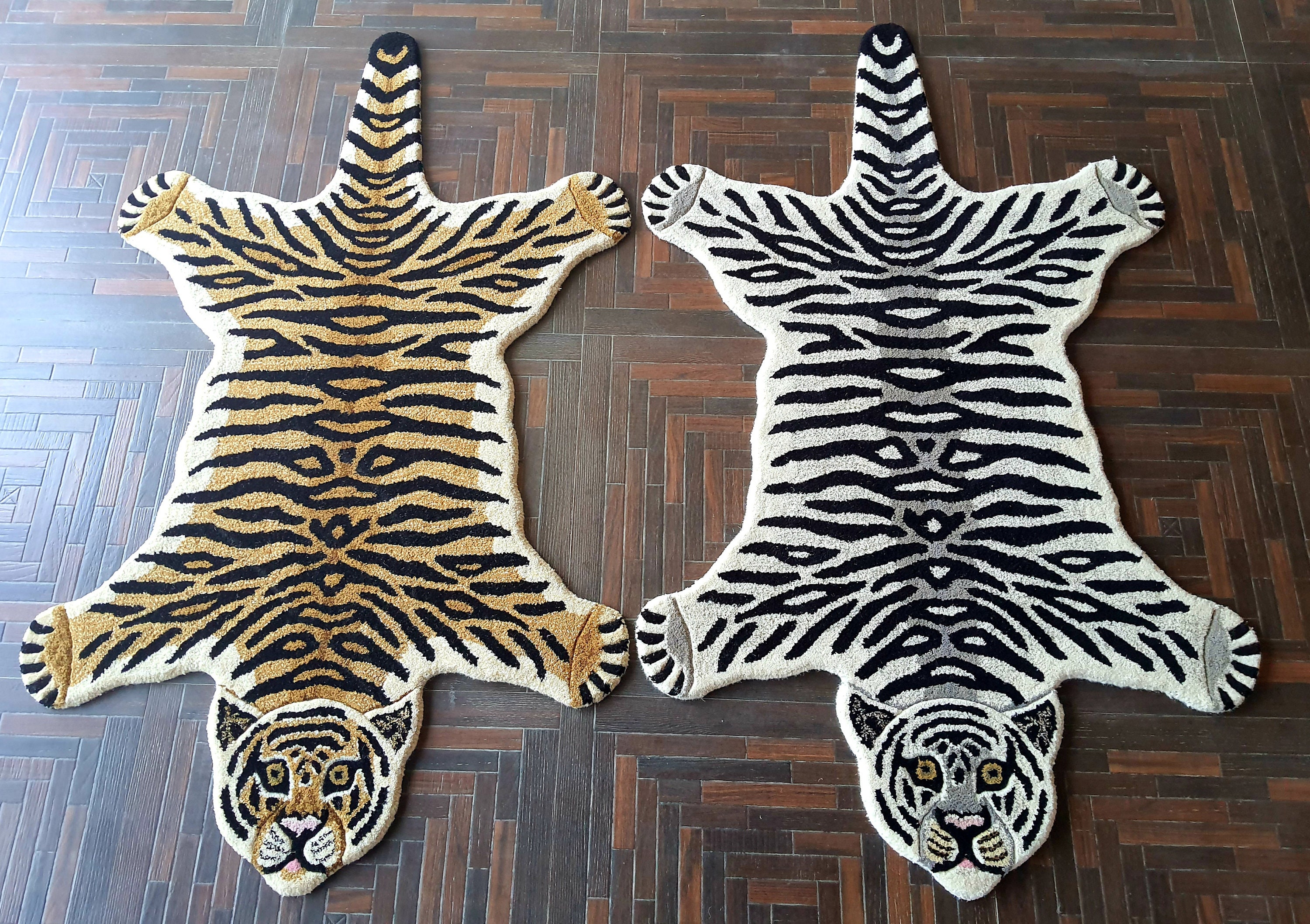 TIGER Skin Wool Carpet Decorative Rugs WHITE TIGER 90 X Etsy UK