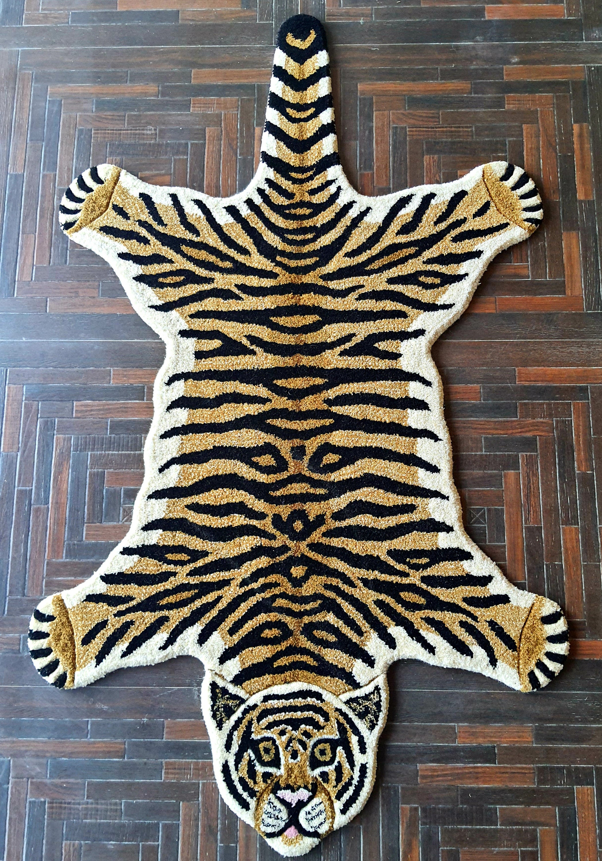 TIGER Skin Wool Carpet Decorative Rugs WHITE TIGER 90 X Etsy UK
