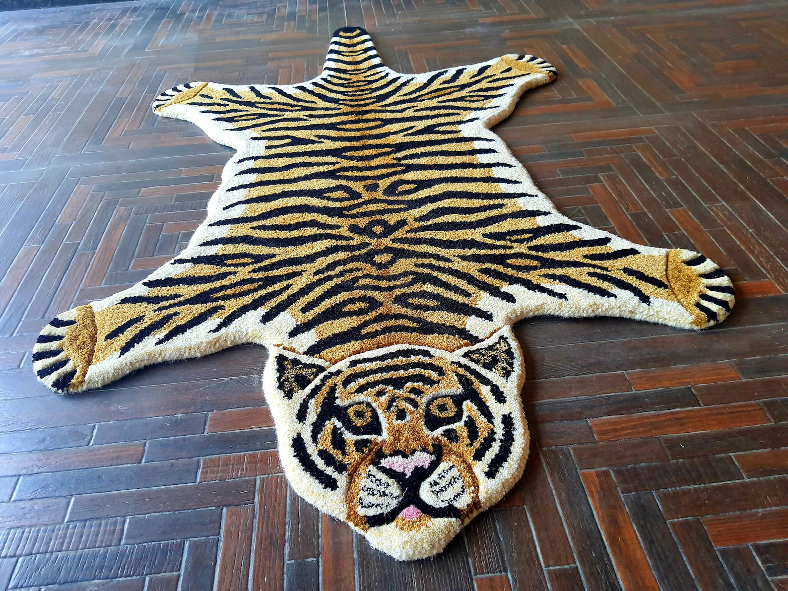 TIGER Skin Wool Carpet Decorative Rugs WHITE TIGER 90 X Etsy UK