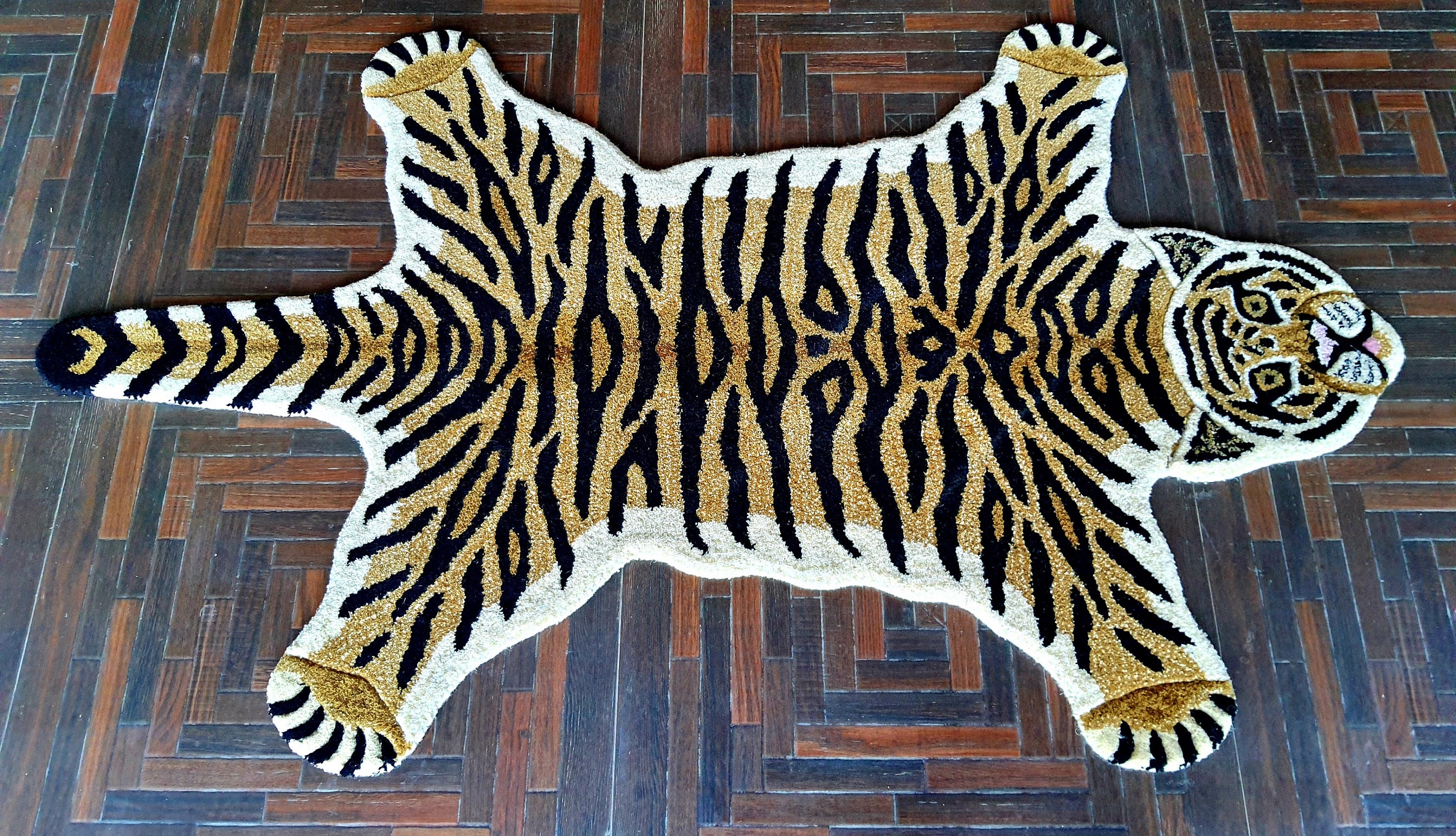 TIGER Skin Wool Carpet Decorative Rugs WHITE TIGER 90 X Etsy UK