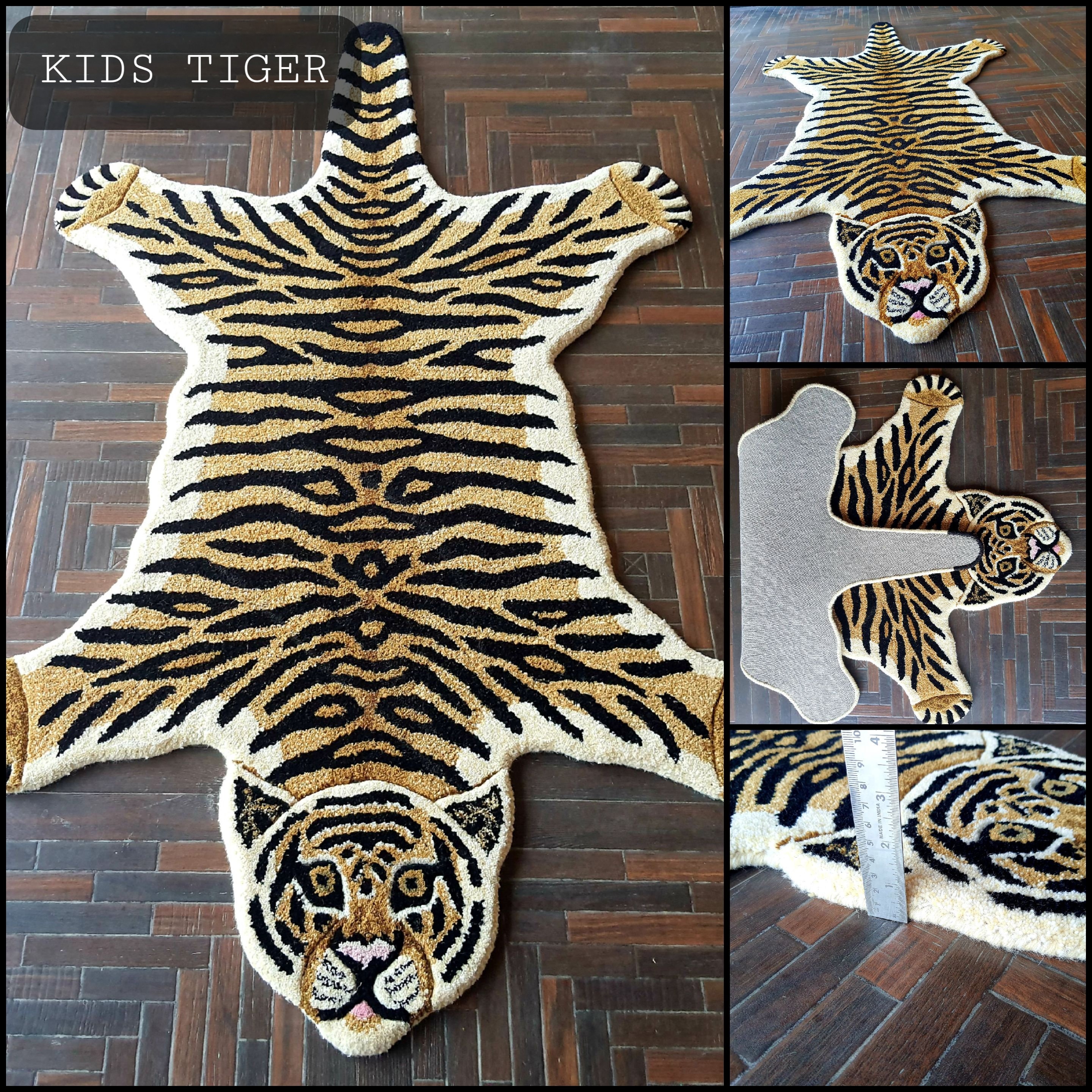 TIGER Skin Wool Carpet Decorative Rugs WHITE TIGER 90 X Etsy UK