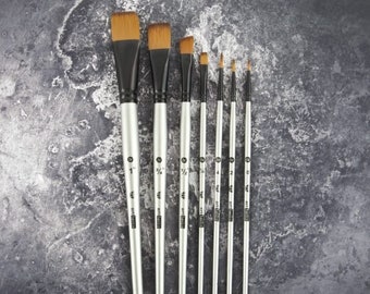 Finnabair 7 Piece Brush Set - Same Day Shipping - Artist Brushes - Mixed Media Brushes - Synthetic Brushes - Small Brush Set