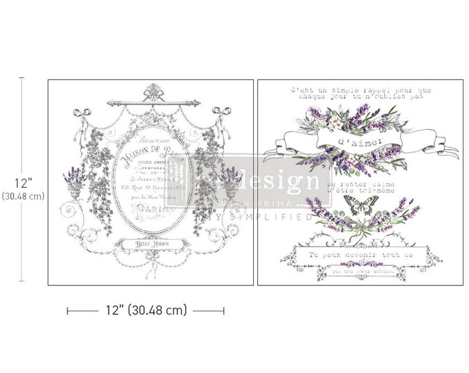 Maison De Paris Maxi transfers - Redesign with Prima 12" x 12" - Same Day Shipping - Rub On Decals- Decor transfers - French Floral Decor