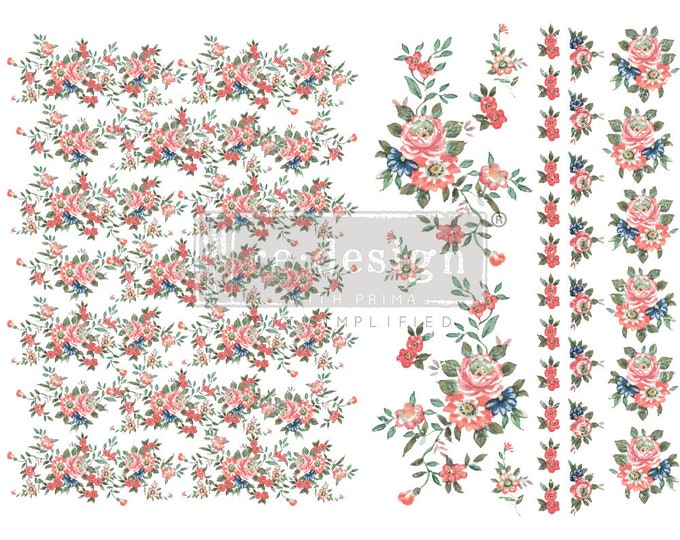 Gorgeous Flora H2O transfers - Redesign with Prima - Same Day Shipping - Rub On Decals- Decor transfers - Water Activated Decal