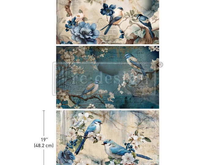 Sapphire Wings Decoupage Paper 3 Pack Redesign with Prima - Same Day Shipping - Furniture Decoupage