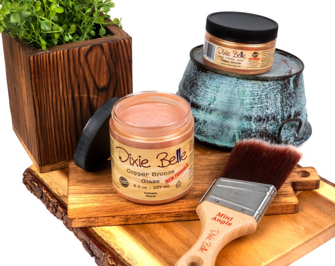 Dixie Belle Copper Glaze - New Formula - Same Day Shipping - Water Based Furniture Glaze - Color Wash - Aging Medium - Stippling Medium