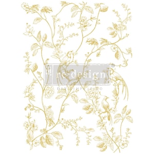 A Bird Song transfer by Redesign with Prima - Same Day Shipping - Rub on Transfer - Furniture Transfers - Gold Foil Kacha