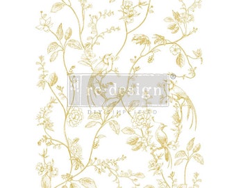 A Bird Song transfer by Redesign with Prima - Same Day Shipping - Rub on Transfer - Furniture Transfers - Gold Foil Kacha