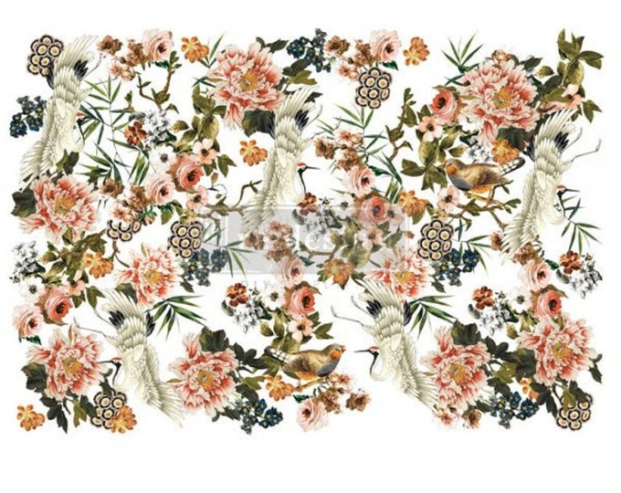 Elegance & Flowers transfer Redesign with Prima 48"x35" - Same Day Shipping - Furniture Transfer - Rub on Transfer - Decor Transfer - Floral