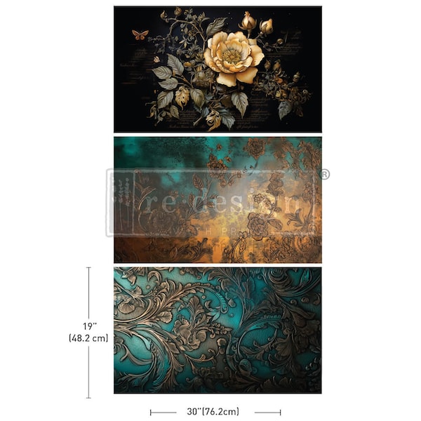 Petals Adorned Decoupage Paper 3 Pack Redesign with Prima - Same Day Shipping - Furniture Decoupage