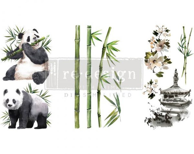 Panda Sweet small transfer by Redesign with Prima 6"x12" - Same Day Shipping - Rub On transfers - Decor transfers - furniture transfers