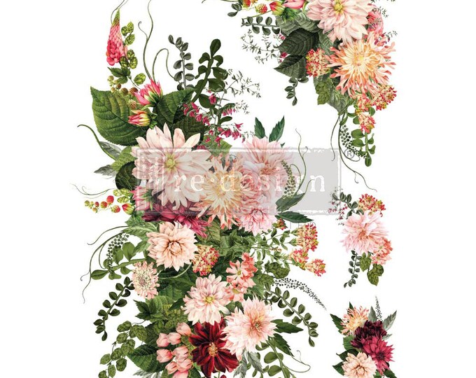 Dahlia Forever transfer by Redesign with Prima - Same Day Shipping - Rub on Transfer - Furniture Transfers