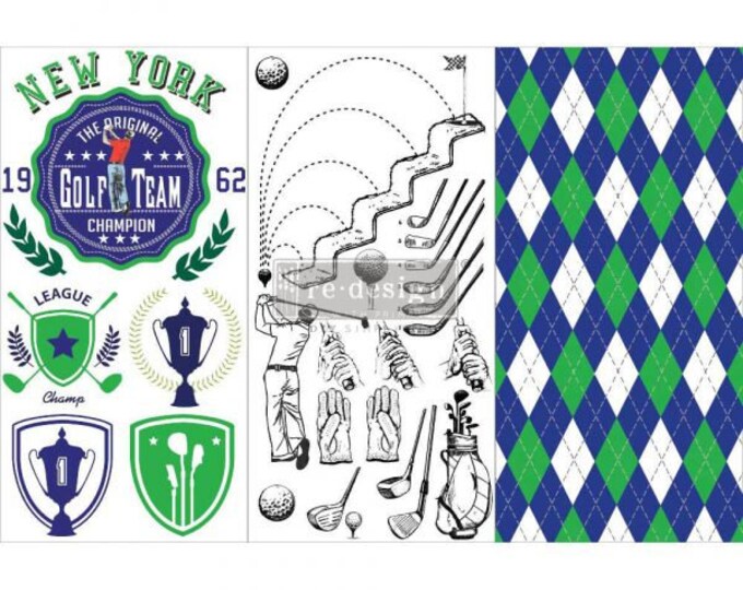 Golf small transfer by Redesign with Prima 6"x12" - Same Day Shipping - Rub On transfers - Decor transfers - furniture transfers