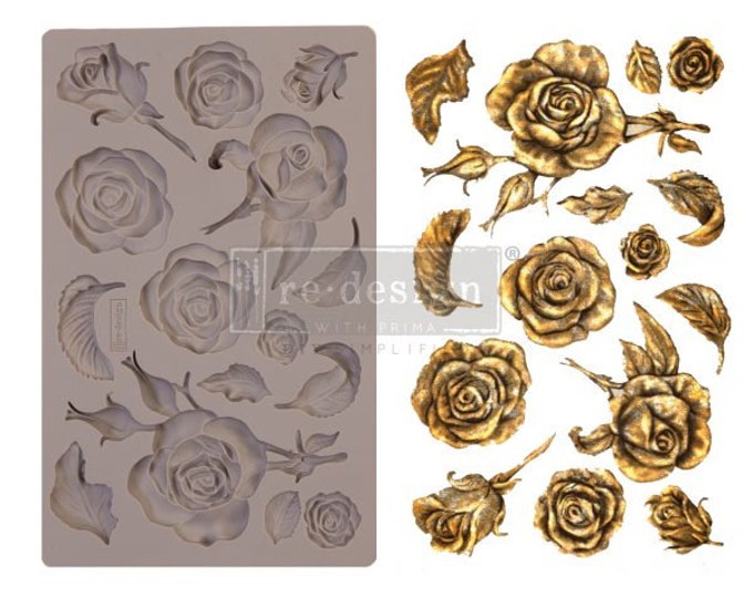 Fragrant Roses ReDesign With Prima Decor Mould - Same Day Shipping - Furniture Mould - Resin Mold - Candy Mold - Silicone Mold - Rose Decor