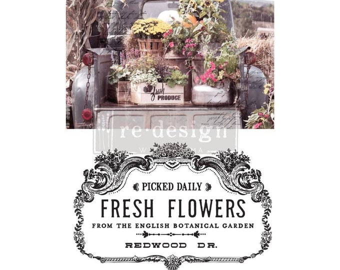 Fresh Flowers transfer by Redesign with Prima 24"x35" - Same Day Shipping - Rub on Transfers - Furniture Transfers
