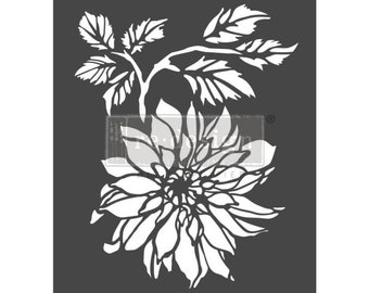 Dahlia Garden Decor Stencil 9" x 12" 0.4 mm Redesign with Prima - Same Day Shipping - Reusable Stencil - Furniture Stencil