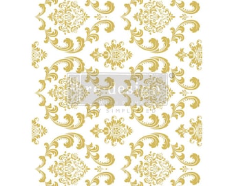 House of Damask transfer by Redesign with Prima - Same Day Shipping - Rub on Transfer - Furniture Transfers - Gold Foil Kacha