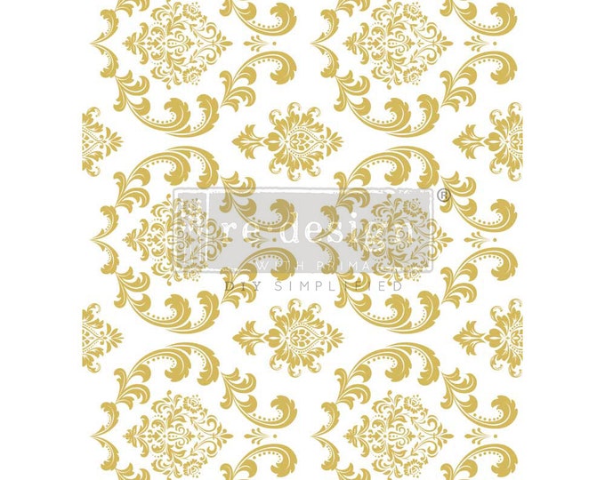 House of Damask transfer by Redesign with Prima - Same Day Shipping - Rub on Transfer - Furniture Transfers - Gold Foil Kacha