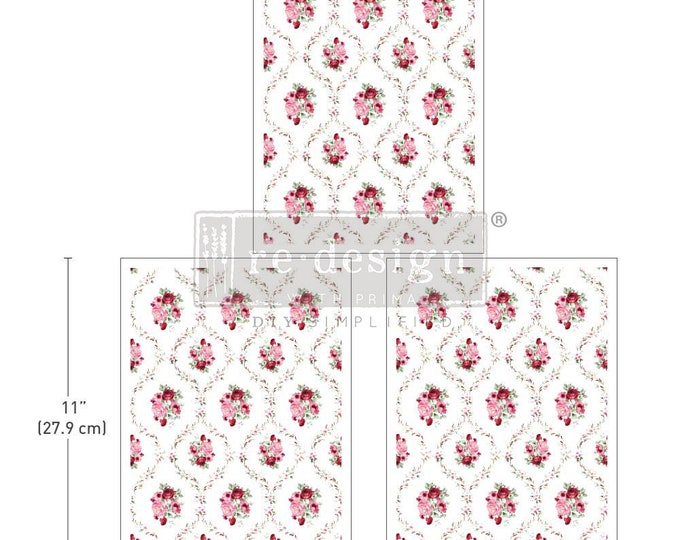 Blush Bouquet middy transfers by Redesign with Prima 8.5" x 11" - Same Day Shipping - Rub On Decals- Decor transfers -  Floral Decor