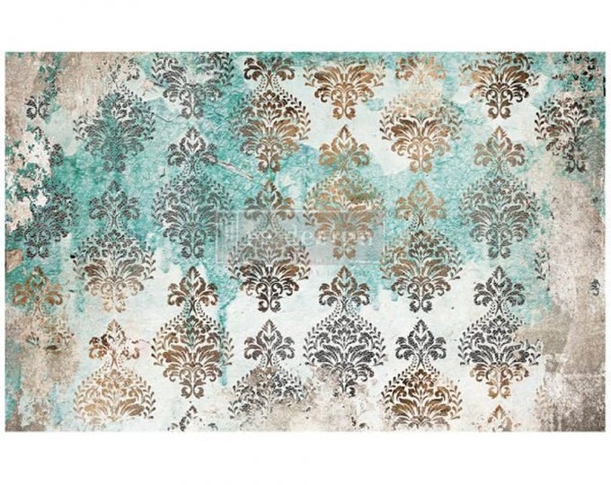 Patina Flourish Decoupage tissue paper 1 sheet Redesign by Prima - Same Day Shipping - Furniture Decoupage Paper - Mulberry Paper