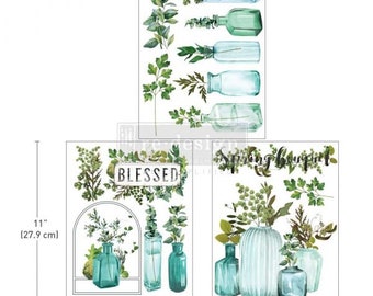 Vintage Greenhouse middy transfers by Redesign with Prima 8.5" x 11" - Same Day Shipping - Rub On Decals- Decor transfers - Floral Decor