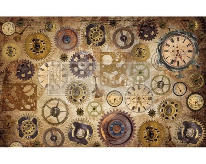 Timeworks Decoupage tissue paper 1 sheet Redesign by Prima - Same Day Shipping - Furniture Decoupage - Steampunk Decoupage Decor Paper