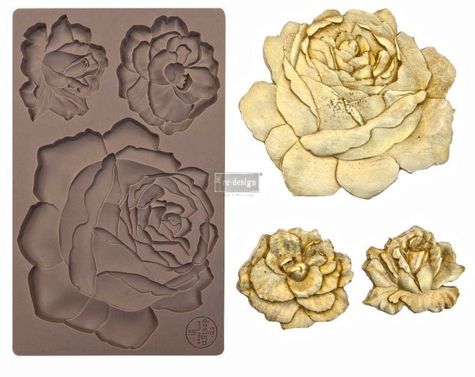 Etruscan Rose ReDesign With Prima Decor Mould - Same Day Shipping - Silicone Mold - Molds for Resin - Furniture Applique - Candy Mold