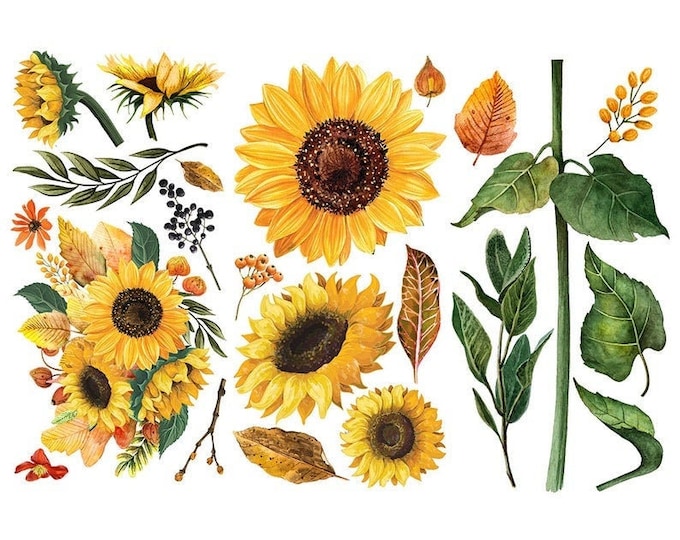 Sunflower Afternoon transfer by Redesign with Prima 6"x12" - Same Day Shipping - Rub on Decals - Furniture Transfers - Small Transfers