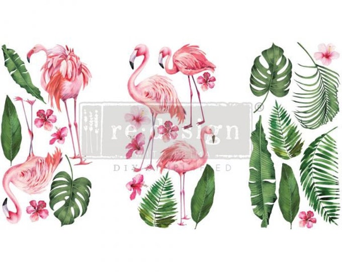 Flamingo Pink small transfer by Redesign with Prima 6"x12" - Same Day Shipping - Rub On transfers - Decor transfers
