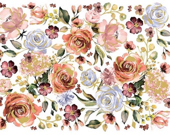 Rose and Rouge transfer by Redesign with Prima 24"x35" - Same Day Shipping - Rub on Transfers - Furniture Decals - Decor Transfers - Floral