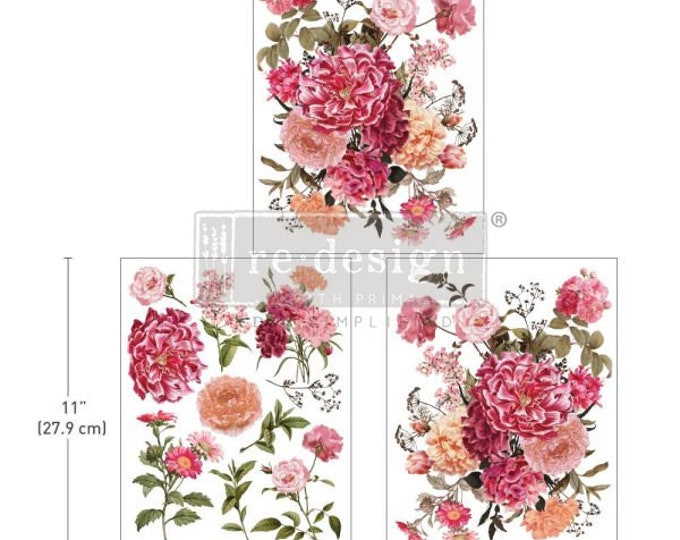 Bright Meadow middy transfers by Redesign with Prima 8.5" x 11" - Same Day Shipping - Rub On Decals- Decor transfers -  Floral Decor
