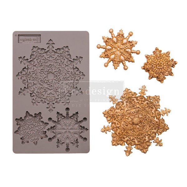 Snowflake Jewels ReDesign With Prima Decor Mould - Same Day Shipping - Silicone Mold - Candy Mold - Furniture Mould - Christmas Decor