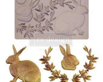 Meadow Hare ReDesign With Prima Decor Mould - Same Day Shipping - Silicone Mold - Resin Mold - Candy Mold - Furniture Mould - Bunnies