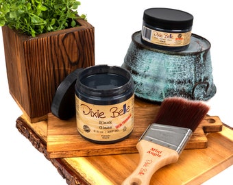 Dixie Belle Black Glaze - New Formula - Same Day Shipping - Water Based Furniture Glaze - Color Wash - Aging Medium - Stippling Medium