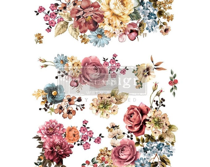 Ruby Rose transfer by Redesign with Prima 22"x 30" - Same Day Shipping - Rub on Transfer - Furniture Transfer - Floral Decor - Applique