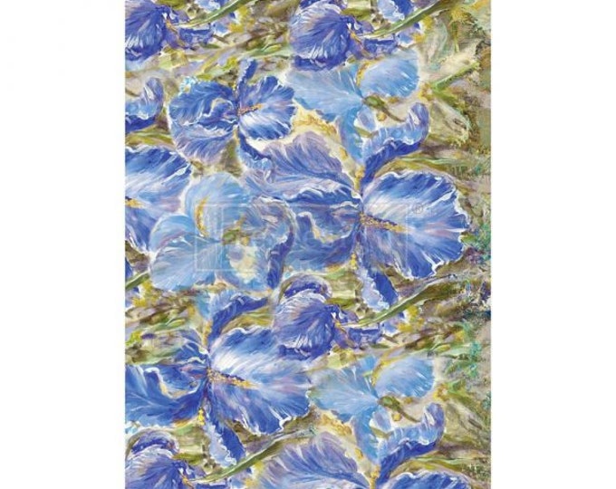 Enchanting Iris A-1 Fiber Decoupage Paper Redesign with Prima 23.4"x33.1" - Same Day Shipping - Furniture Decoupage - Large Paper Decoupage