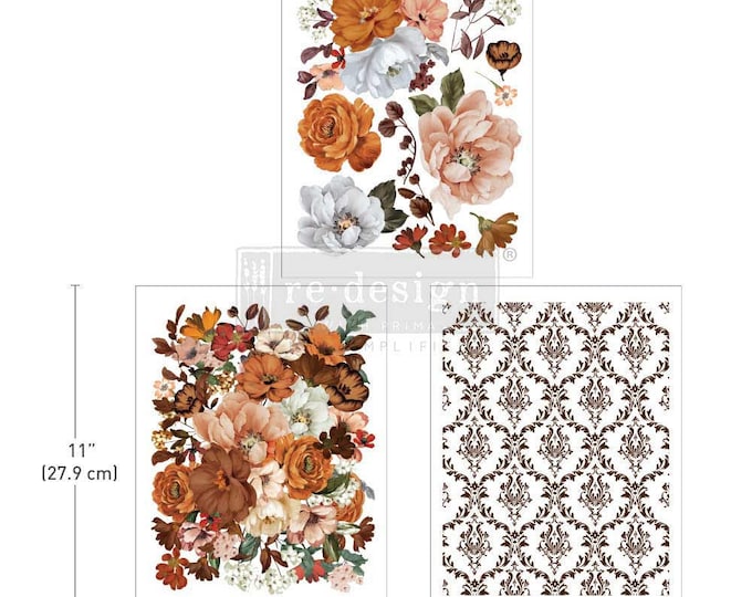 Classic Peach mid size transfers by Redesign with Prima 8.5" x 11" - Same Day Shipping - Rub On transfers - Decor transfers