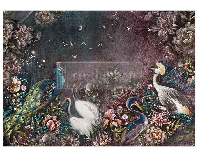 Birds and Blooms A1 Fiber Decoupage Paper Redesign with Prima - Same Day Shipping - Furniture Decoupage