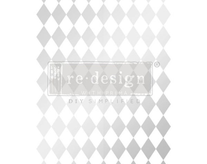 Silver Harlequin transfer Redesign with Prima - Same Day Shipping - Rub On Transfers - Furniture Decals