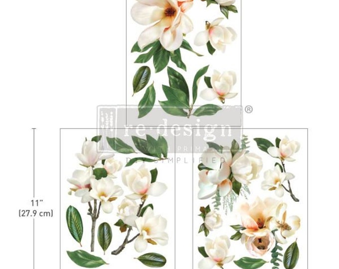 La Gran Magnolia middy transfers by Redesign with Prima 8.5" x 11" - Same Day Shipping - Rub On Decals- Decor transfers -  Floral Decor