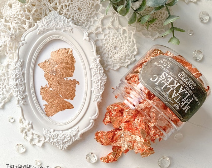 Metallic Copper Foil Flakes by Finnabair - Same Day Shipping - Gilding Flakes - Copper Flake - Mixed Media projects - Redesign with Prima