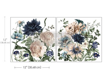 Cerulean Blooms Maxi transfers - Same Day Shipping - Redesign by Prima - Rub On Decals- Decor transfers - Furniture Transfer